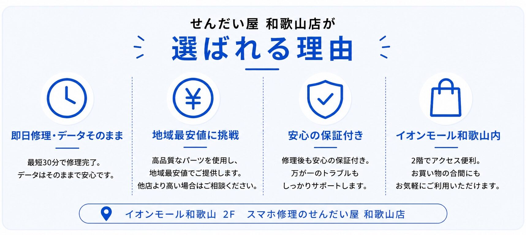 和歌山県のスマホ修理 せんだい屋 和歌山店が選ばれる理由
